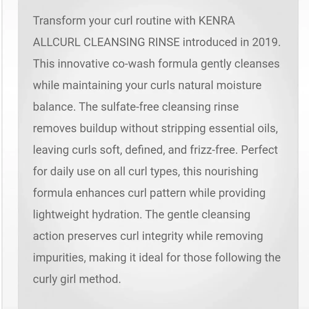 Kenra allcurl cleansing